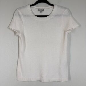 J Crew 100% Cashmere Relaxed T Shirt Short Sleeve Sweater Cream Medium BG648